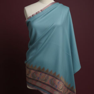 Sky Blue Shawl With Long Side Borders
