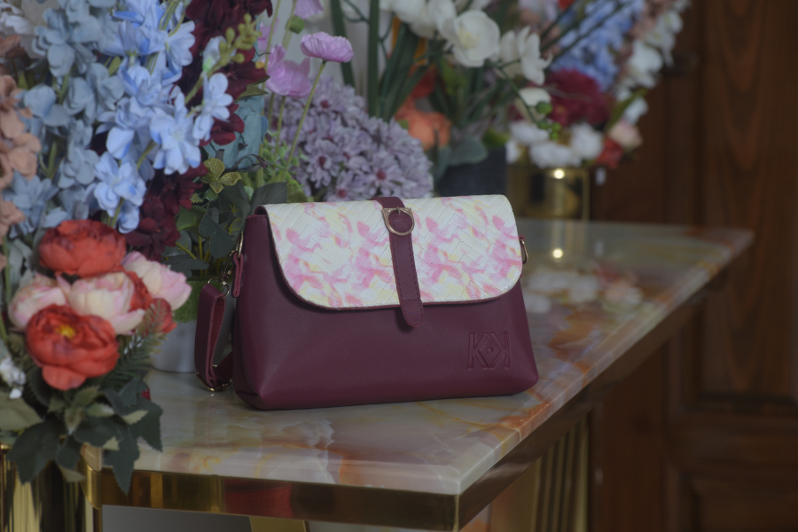 Contrast Mehroon Hand Bag