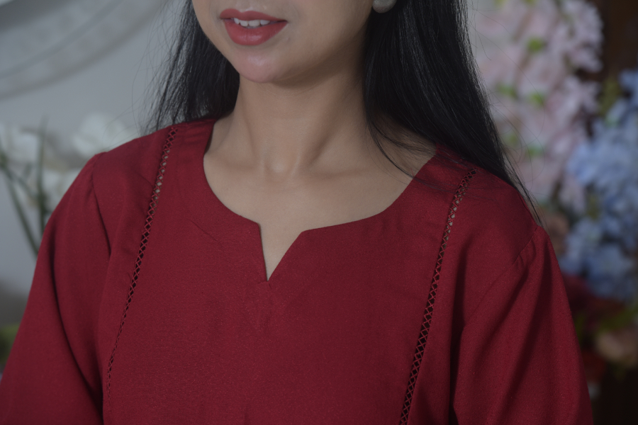 Honey Comb Linen Frok (1)