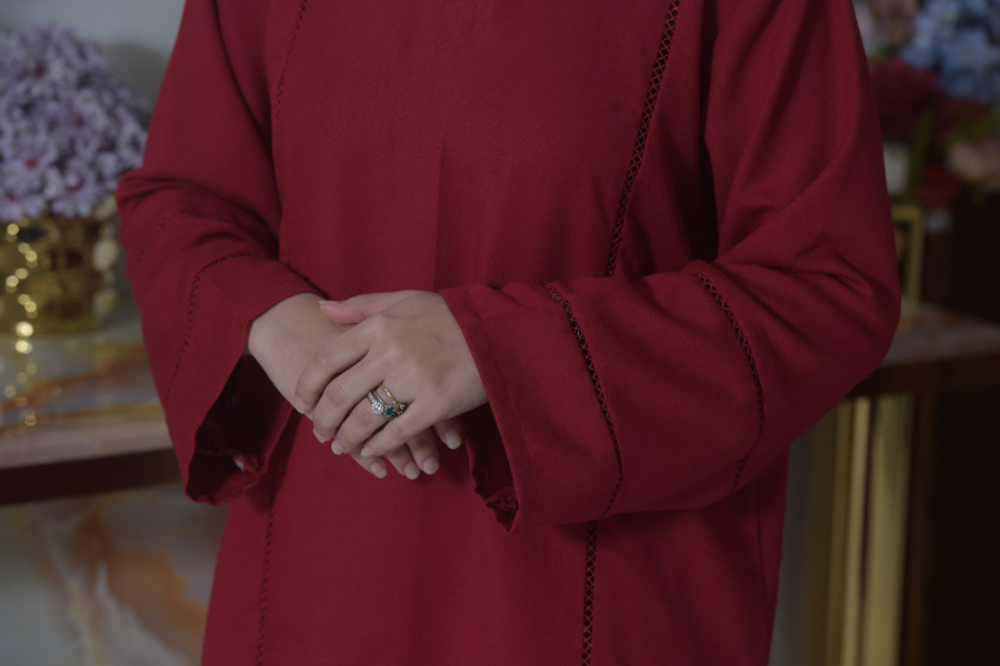 Honey Comb Linen Frok (2)