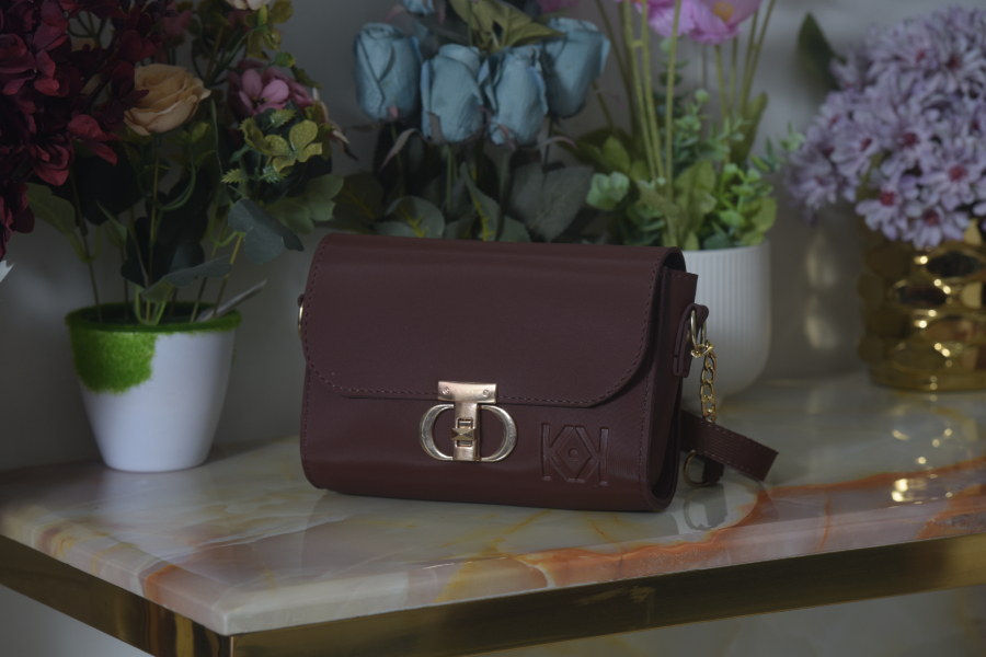 Mehroon Plain Hand Bag