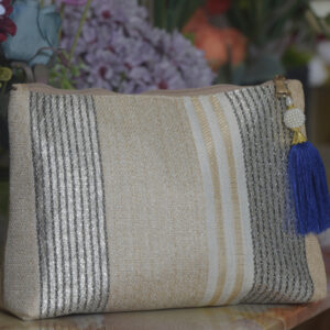 Off White Glitter Fabric Bag