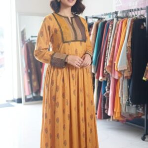 Yellow Lawn Long Frock