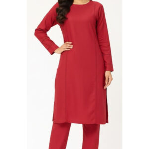 Red Silk Karandi Coord Set