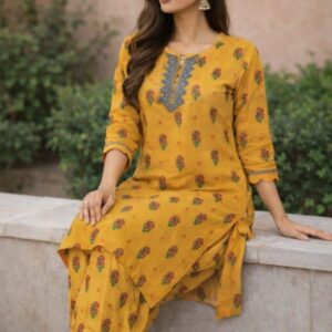 Yellow Printed Coord Set