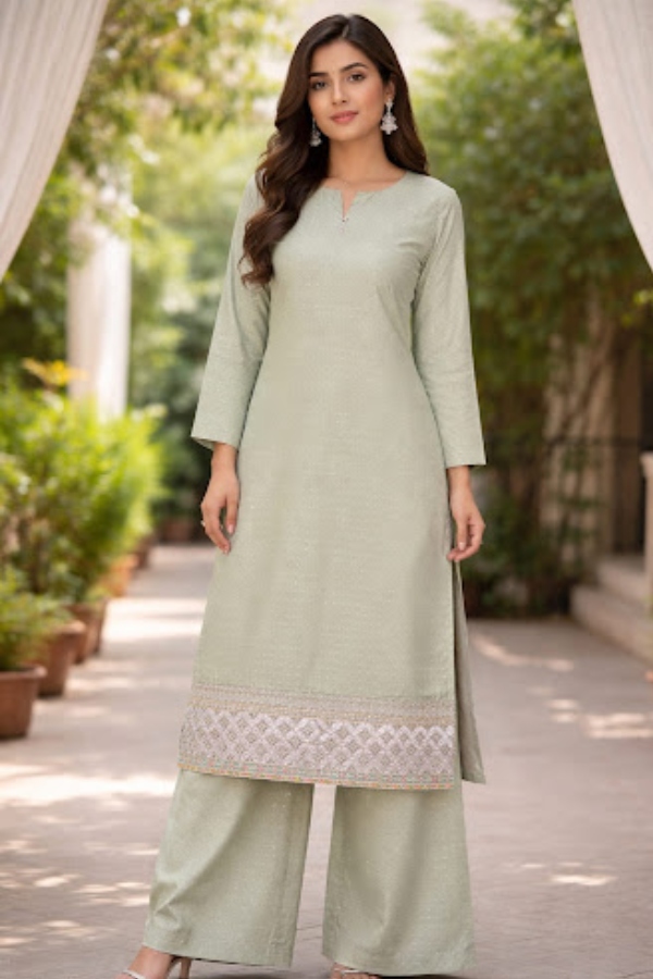 Sea Green Dobby Masoori 3PC