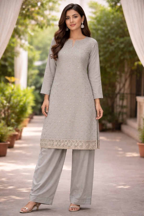 Silver Organza/Viscose 3PC