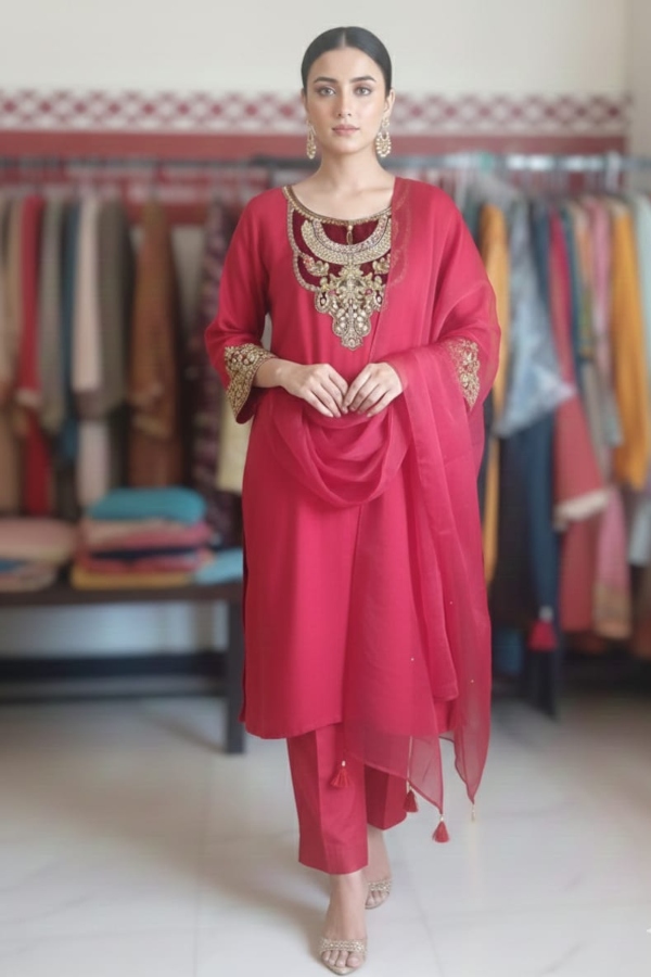 Red Rose Viscose 3PC