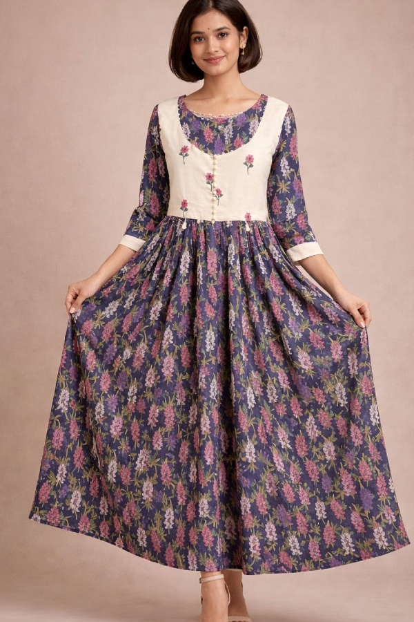 Jacket Style Floral Frock