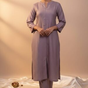 Purple Dobby Masoori Coord Set